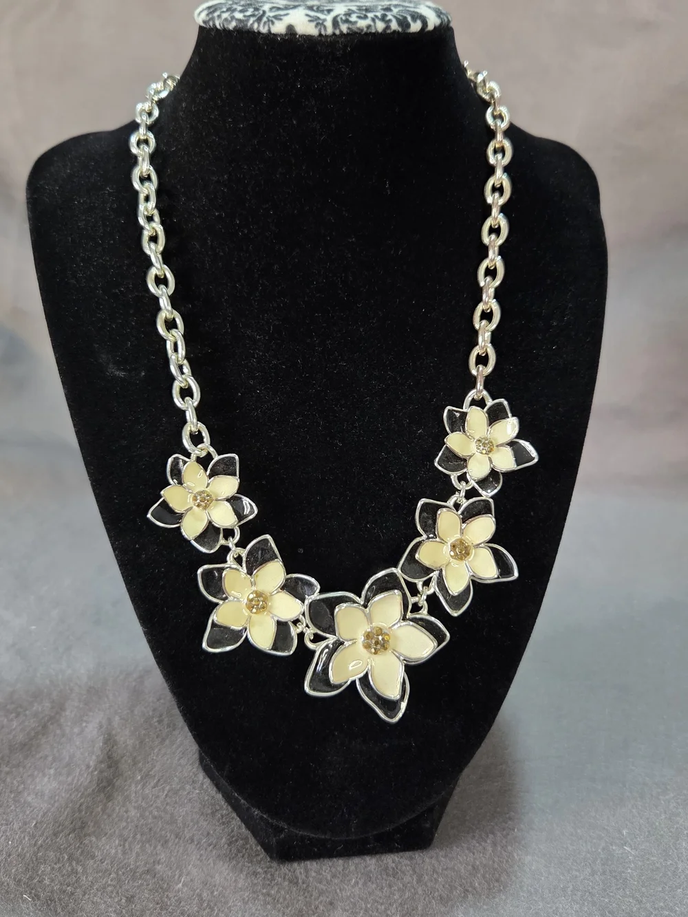 Dana Buchman Yellow Flower Link Necklace